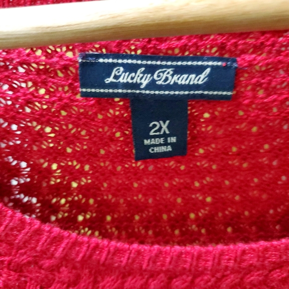 Lucky Brand Red Lace Mix Sweater Size 2X - Picture 6 of 7